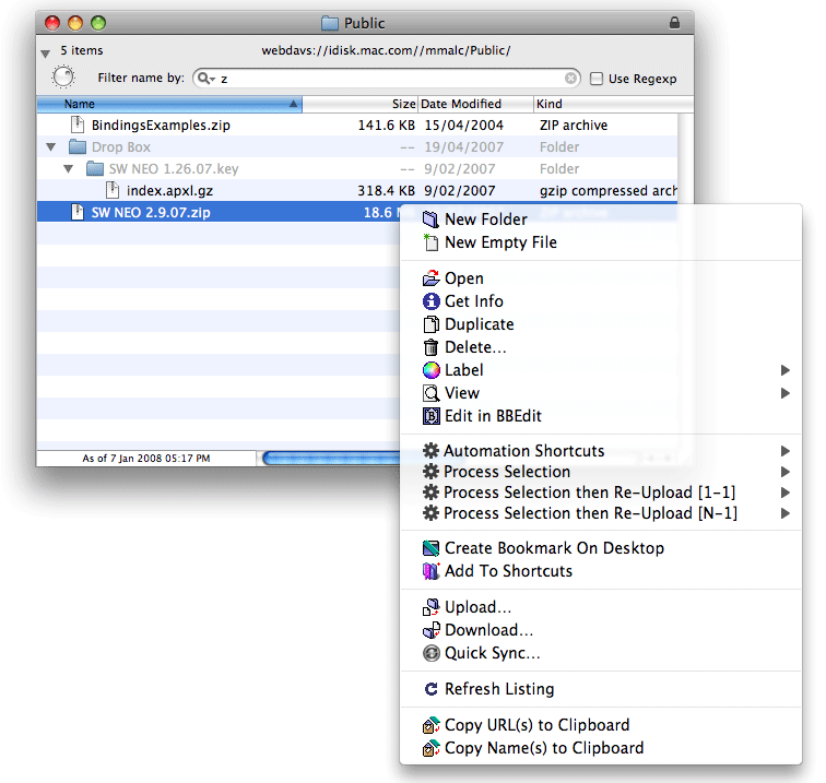 Listing - Contextual Menu