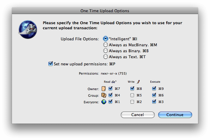 One Time Upload Options